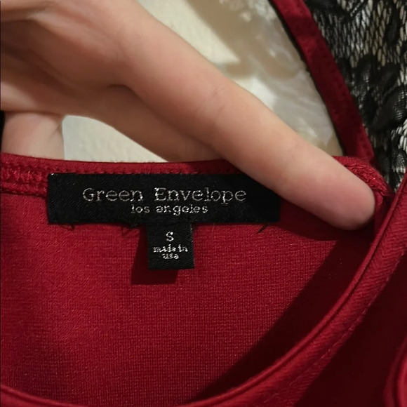 Green Envelope Red Halter Backless Cocktail Dress - Picture 3 of 3